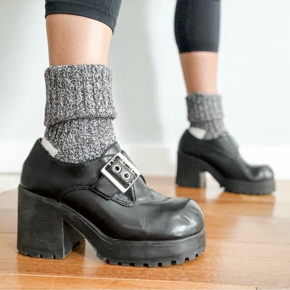 LOWER EAST SIDE Shoes - Lower East Side | Vintage Y2K Black Mega Platform Chunky Booties Mary Jane Shoes